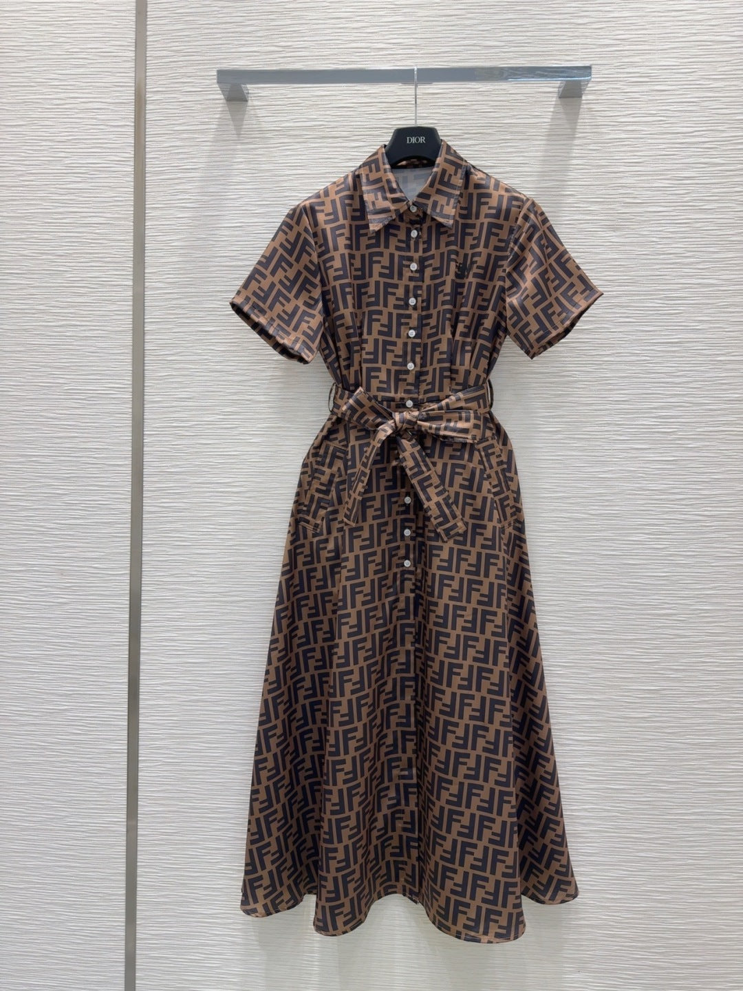 Fendi 2025 Shirt Dress Brown Black Viscose