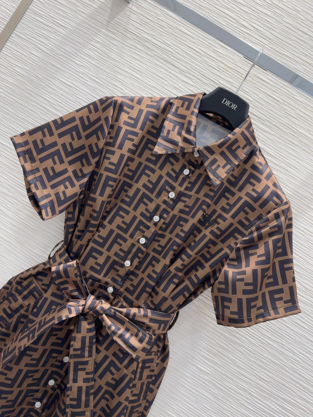 Fendi 2025 Shirt Dress Brown Black Viscose