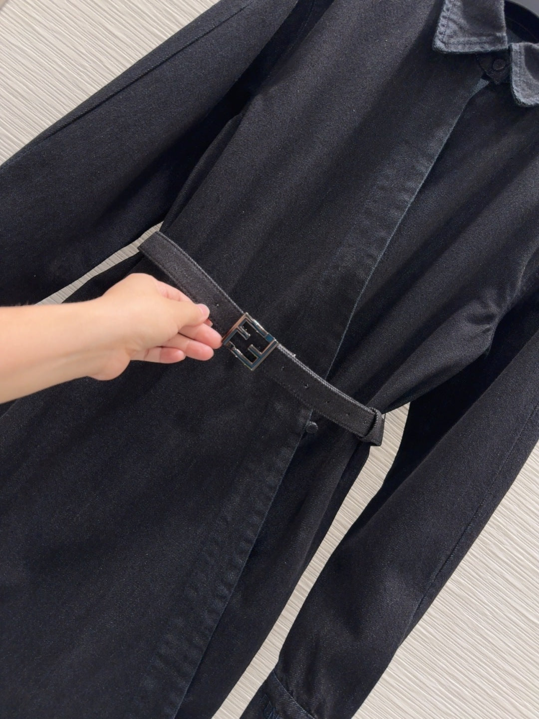Fendi 25 Shirt Dress Navy Blue Denim 0024