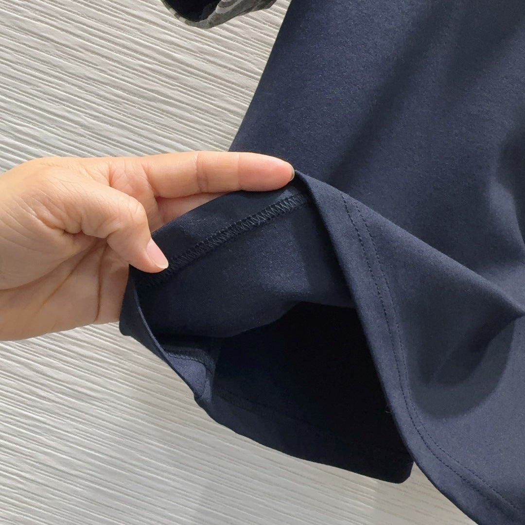 Miu SS26 Set Polo Shirt Pleated Skirt Navy Blue Polyester Cotton 351275