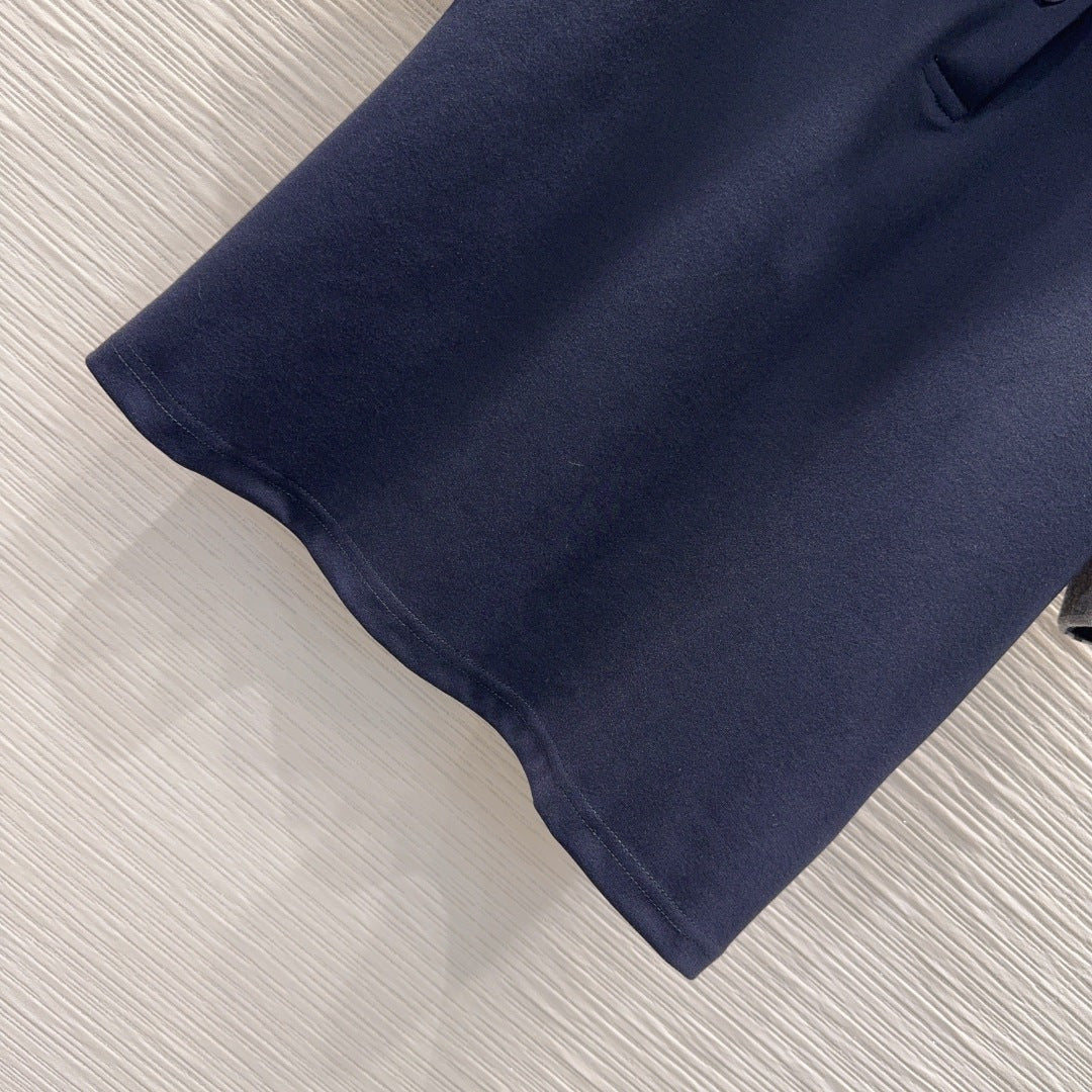 Miu SS26 Set Polo Shirt Pleated Skirt Navy Blue Polyester Cotton 351275