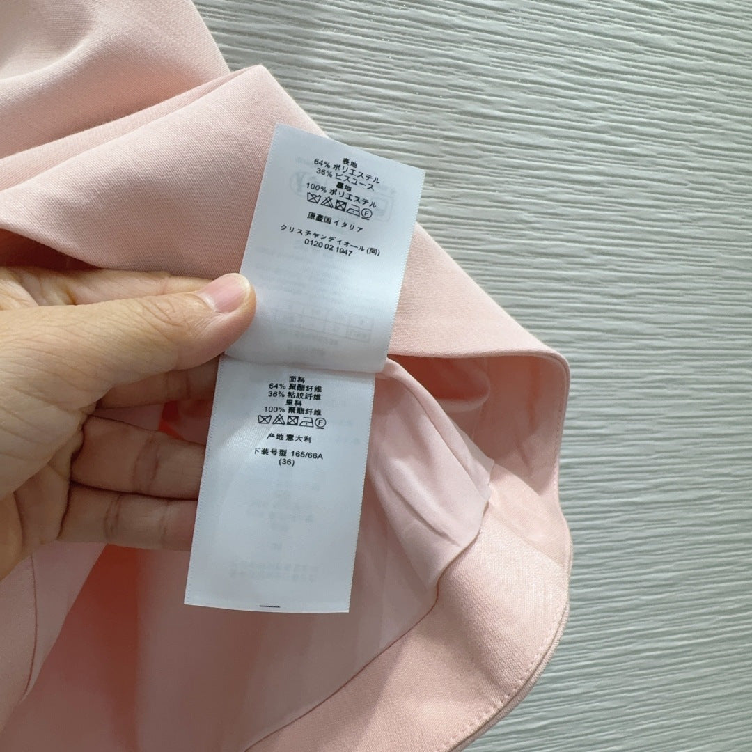 CD Flared Miniskirt Pink Wool and Silk 394955