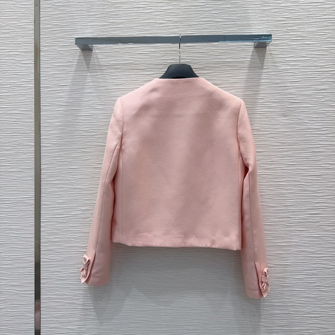 CD Cropped Jacket Pink Wool and Silk 394956