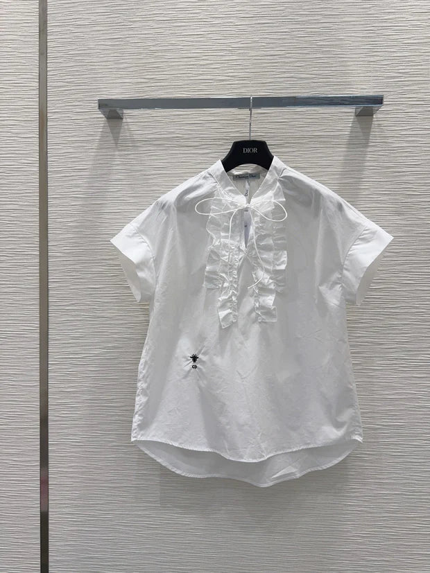 Dior 2026 Shirt With Lace Trim White Cotton 449988