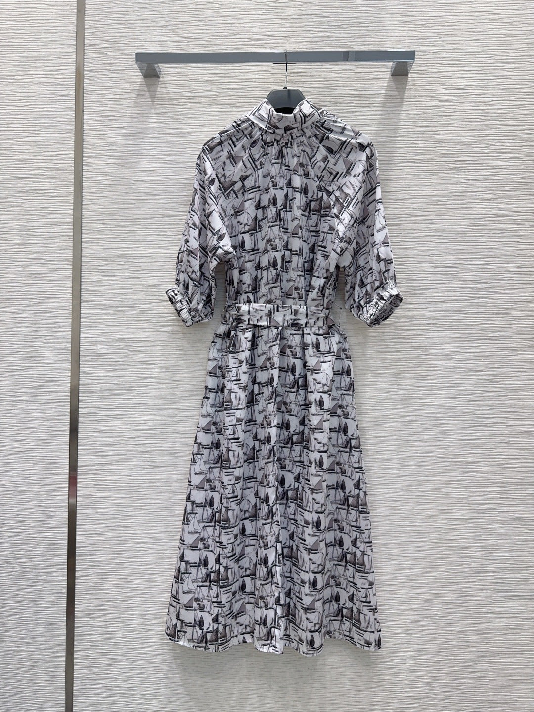 Max Mara Floral Print Dress Black White Polyester 395017