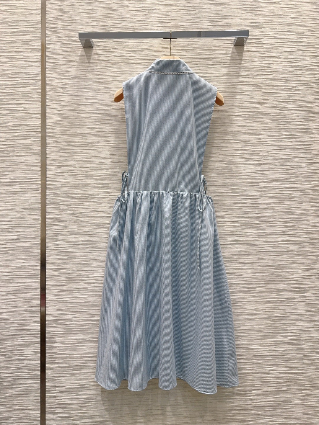 Miu 26s Vest Dress Light Blue White Cotton 394977