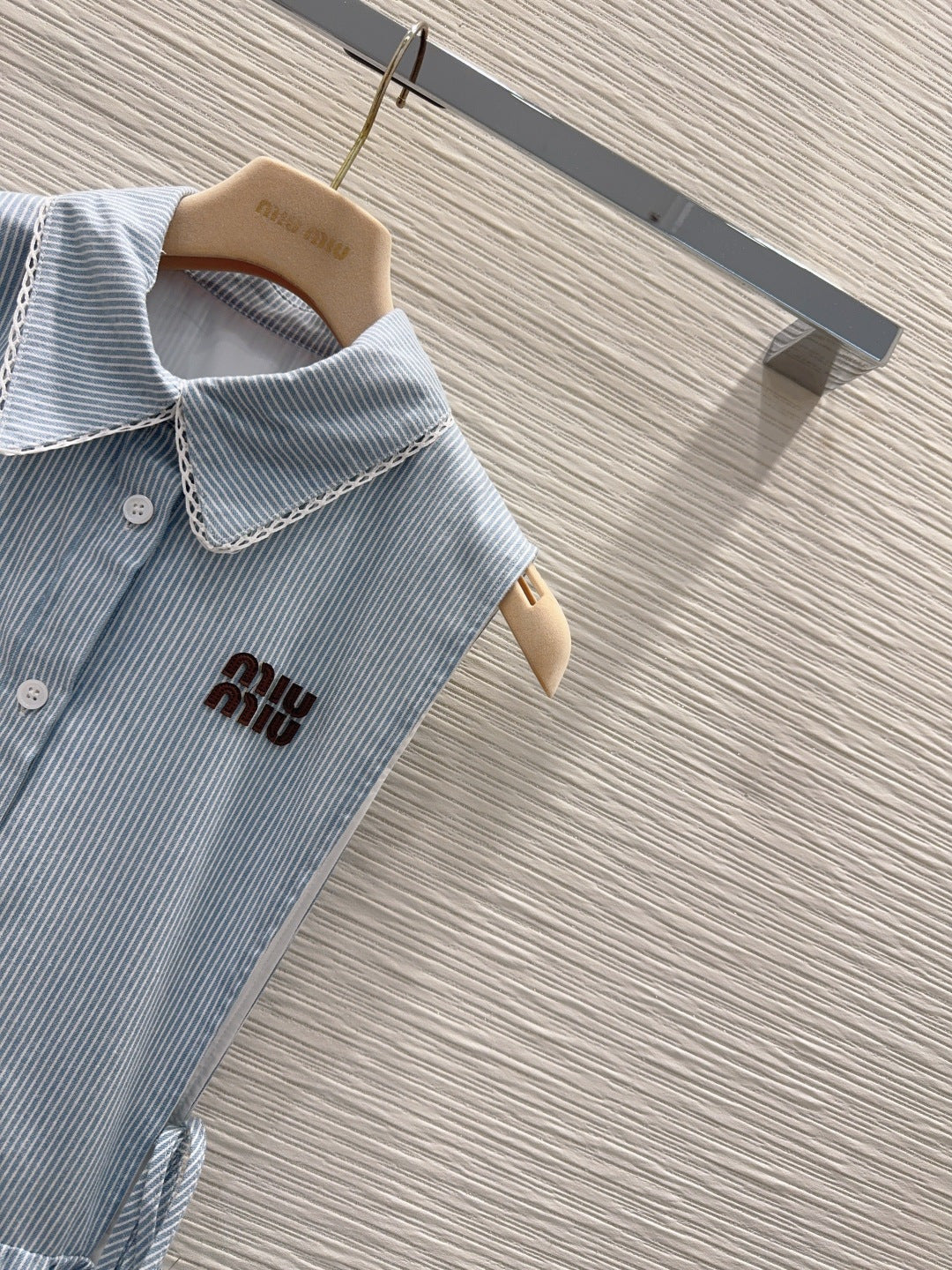 Miu 26s Vest Dress Light Blue White Cotton 394977