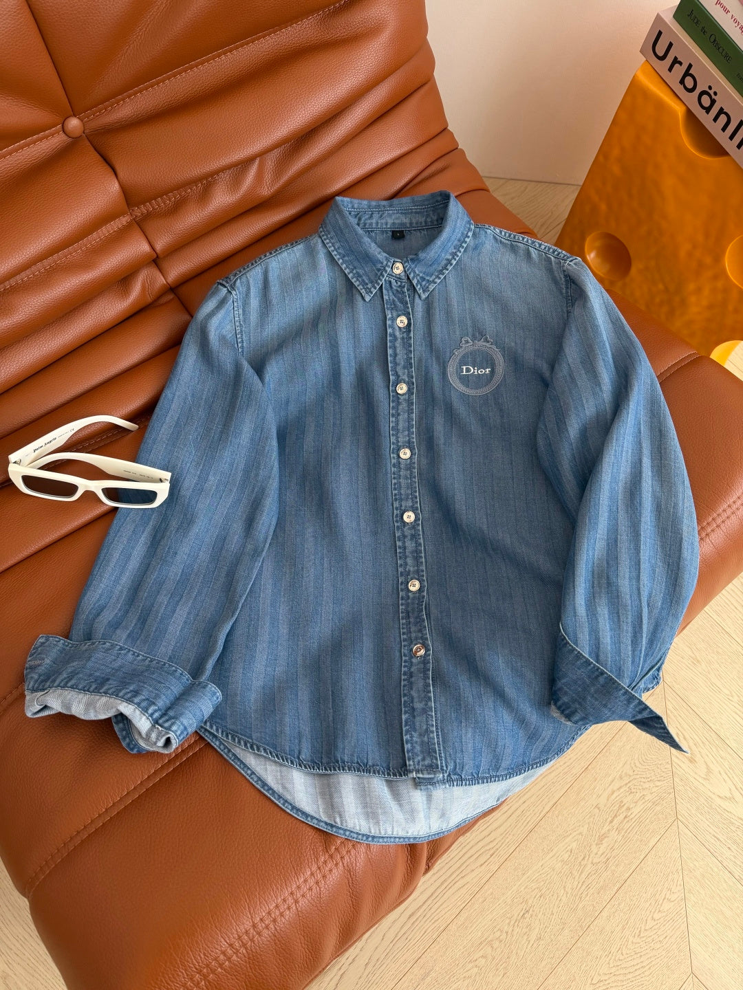 CD 26s Embroidered Badge Pattern Denim Shirt 400837