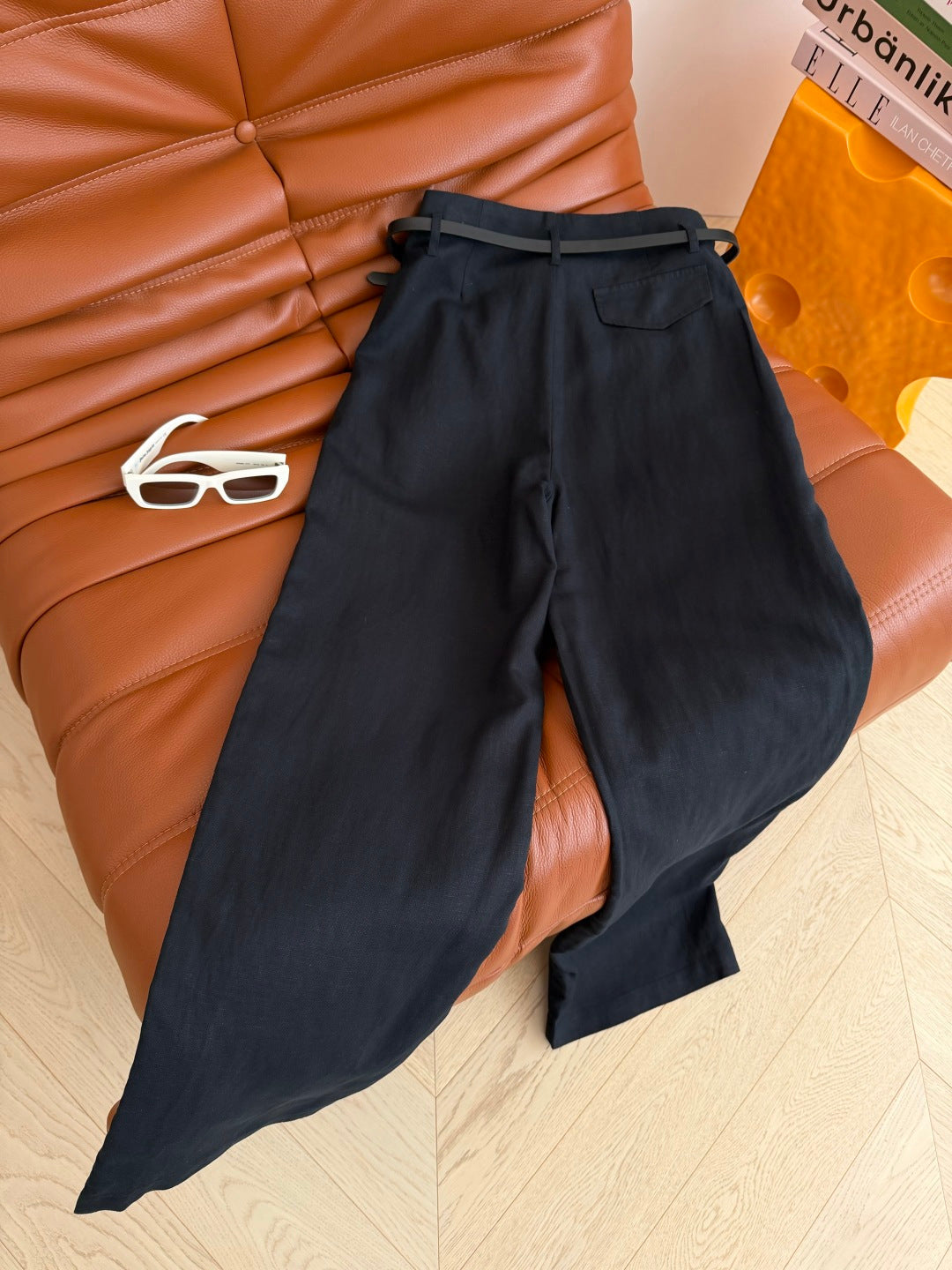 Miu 26s Pant With Belt Linen 396126