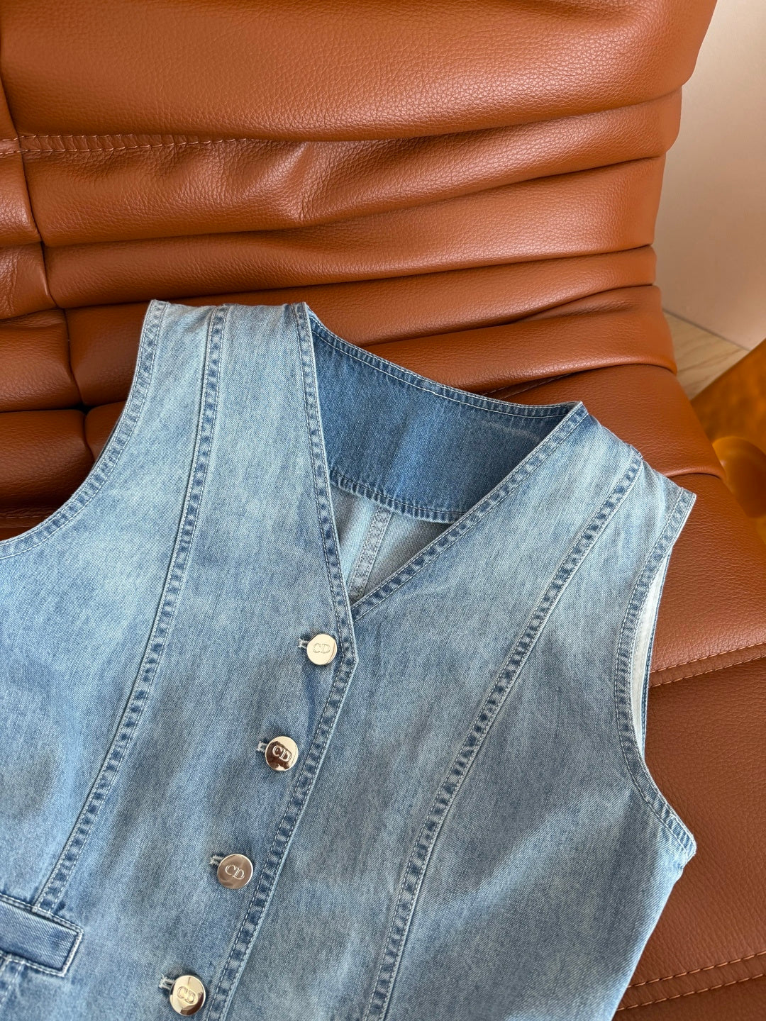 CC 26s Stretch V-neck Denim Vest & Leg Pant 396152