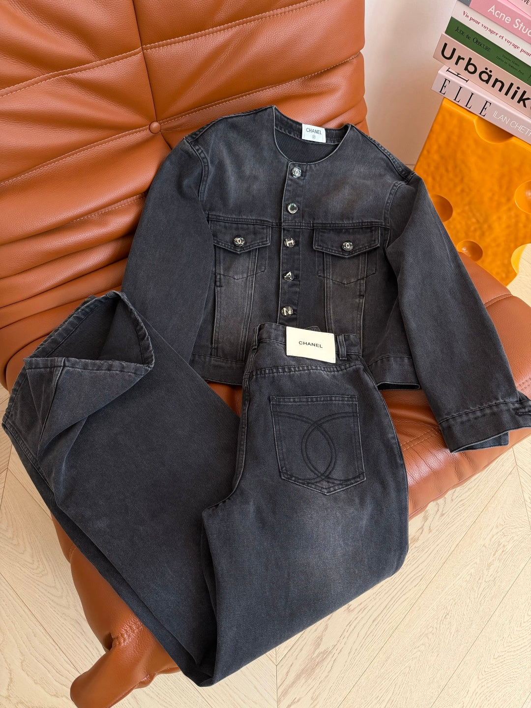 CC 26s Wide-Leg Trousers Black Denim 398130