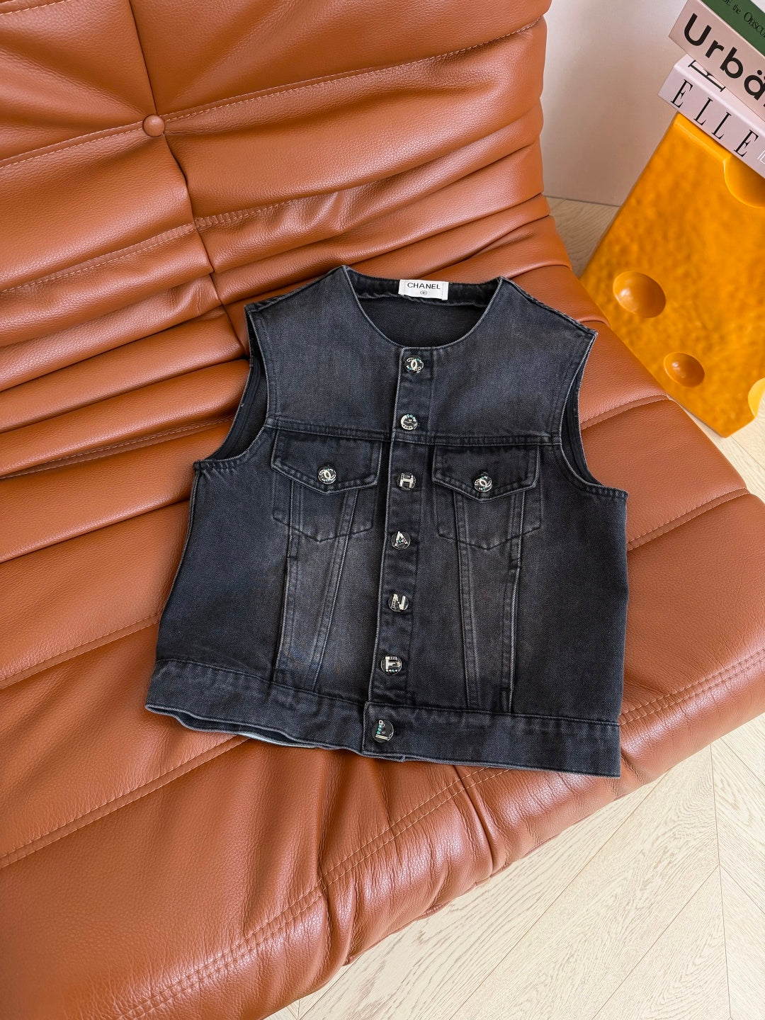 CC 26s Wide-Leg Vest Black Denim 398131