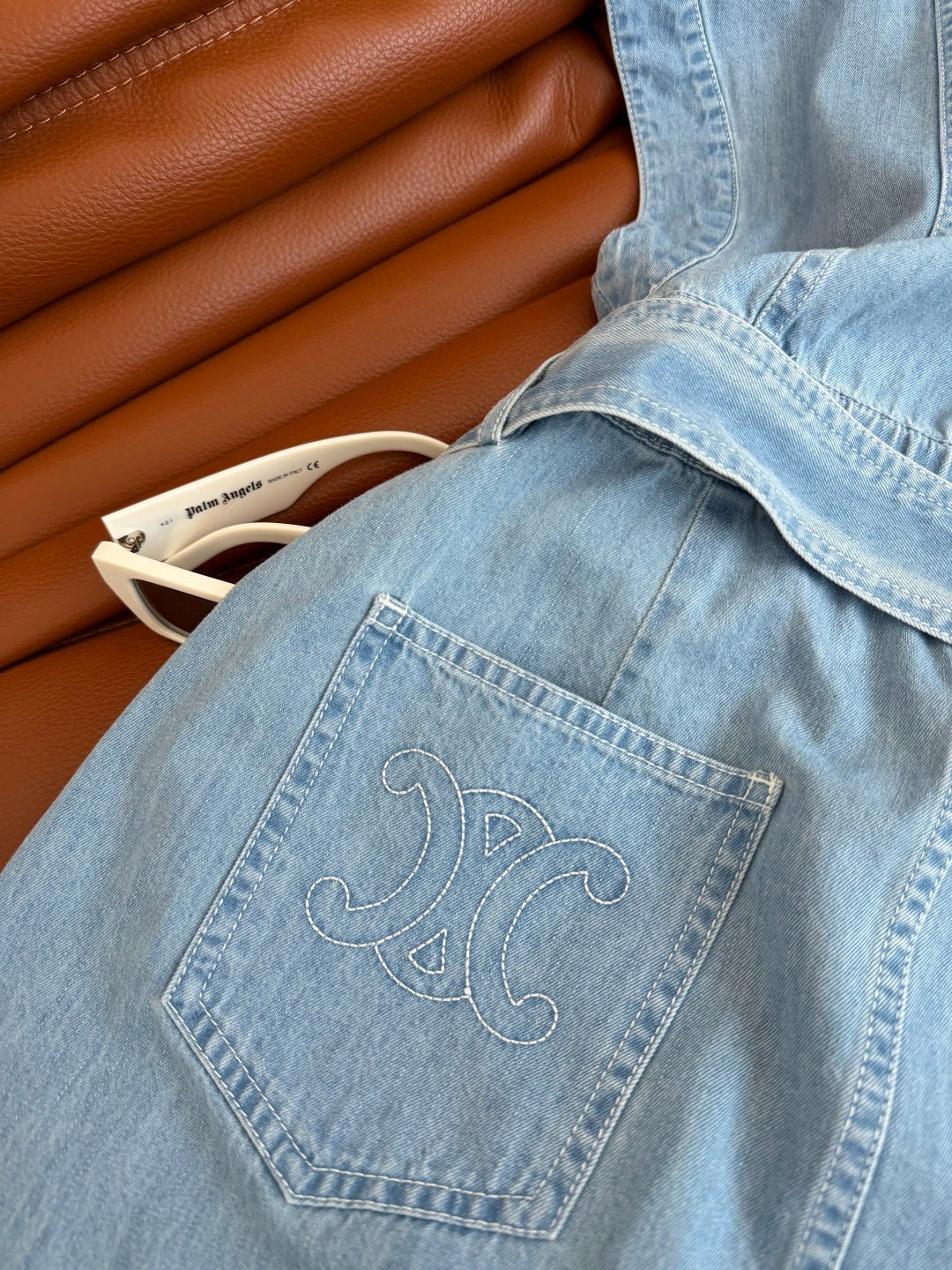 Celine 26s Light Blue Washed Denim Dress 398137
