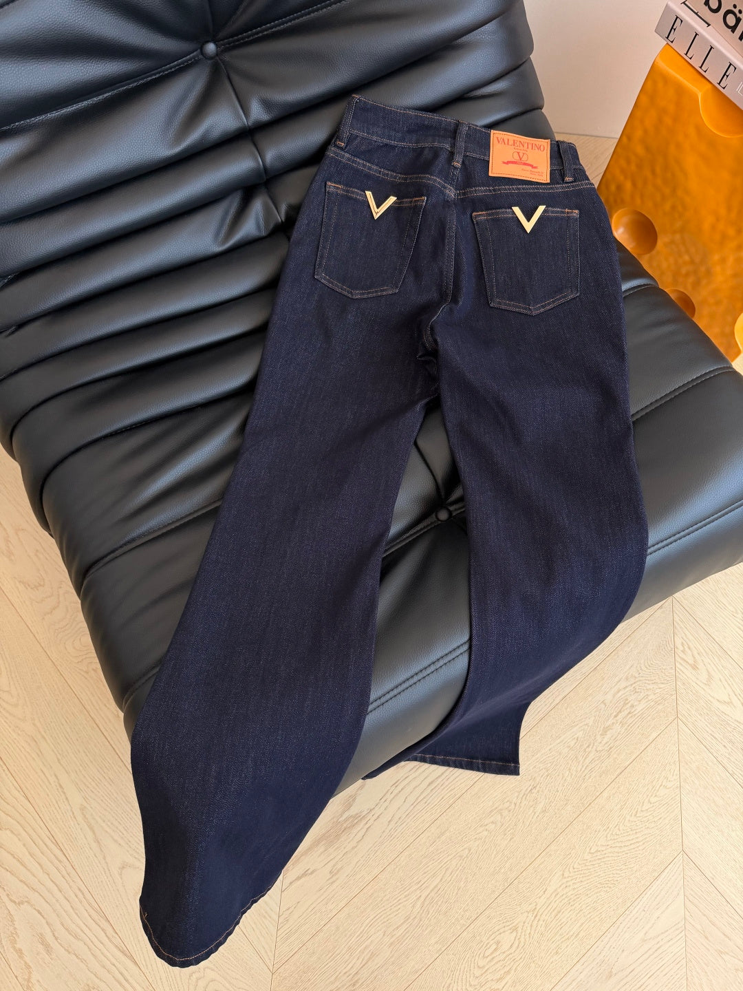 VT 26s Double V-Neck Metallic Flared Jeans 424359