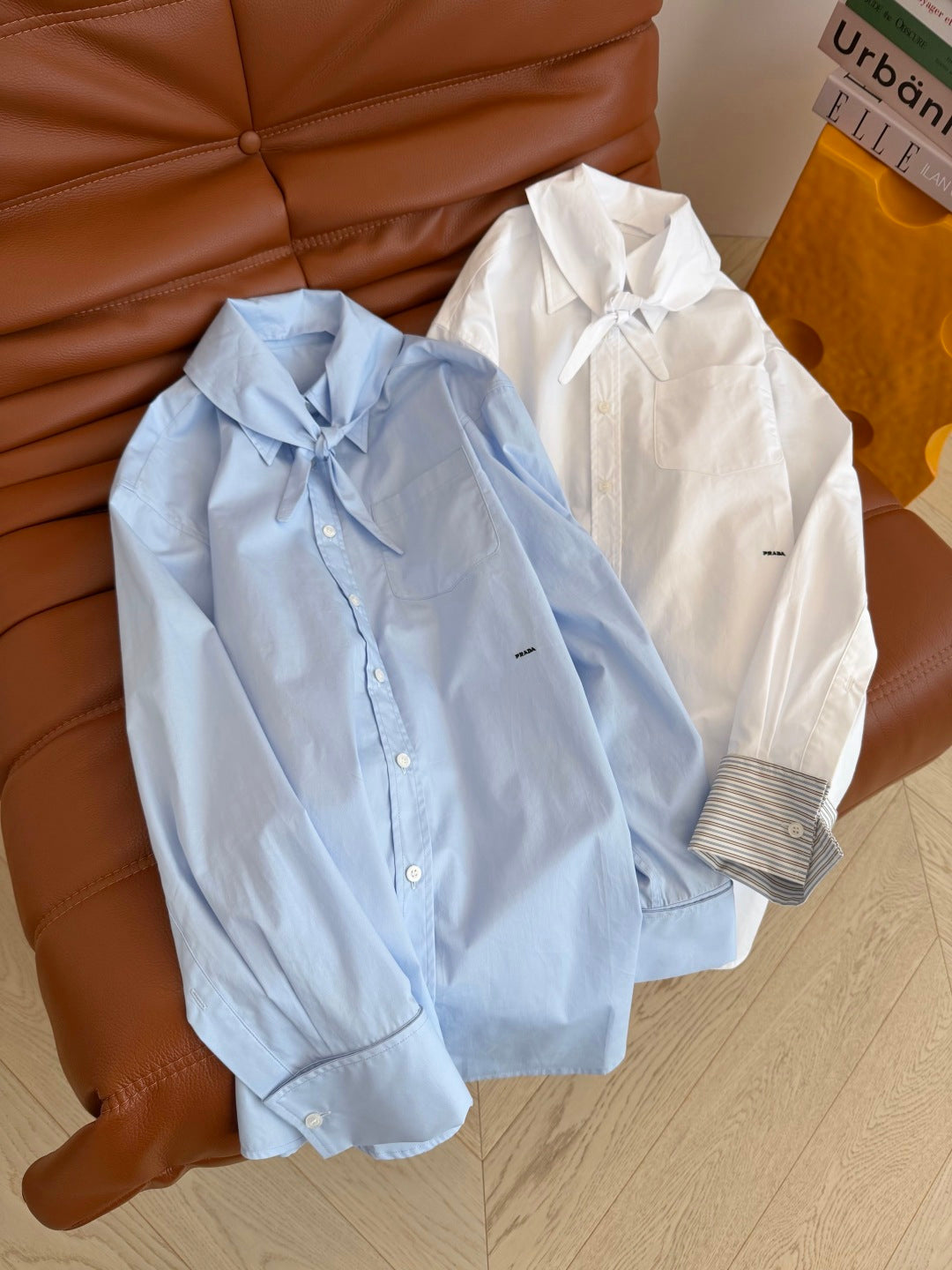 Prada 26s Bow Tie Design Shirt Cotton 424283