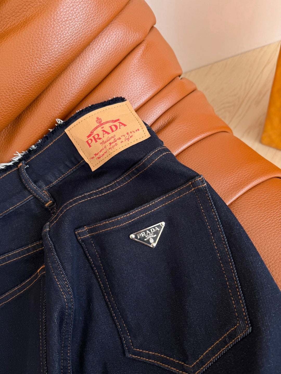 Prada 26s Straight Leg Jeans Dark Blue Denim 420966