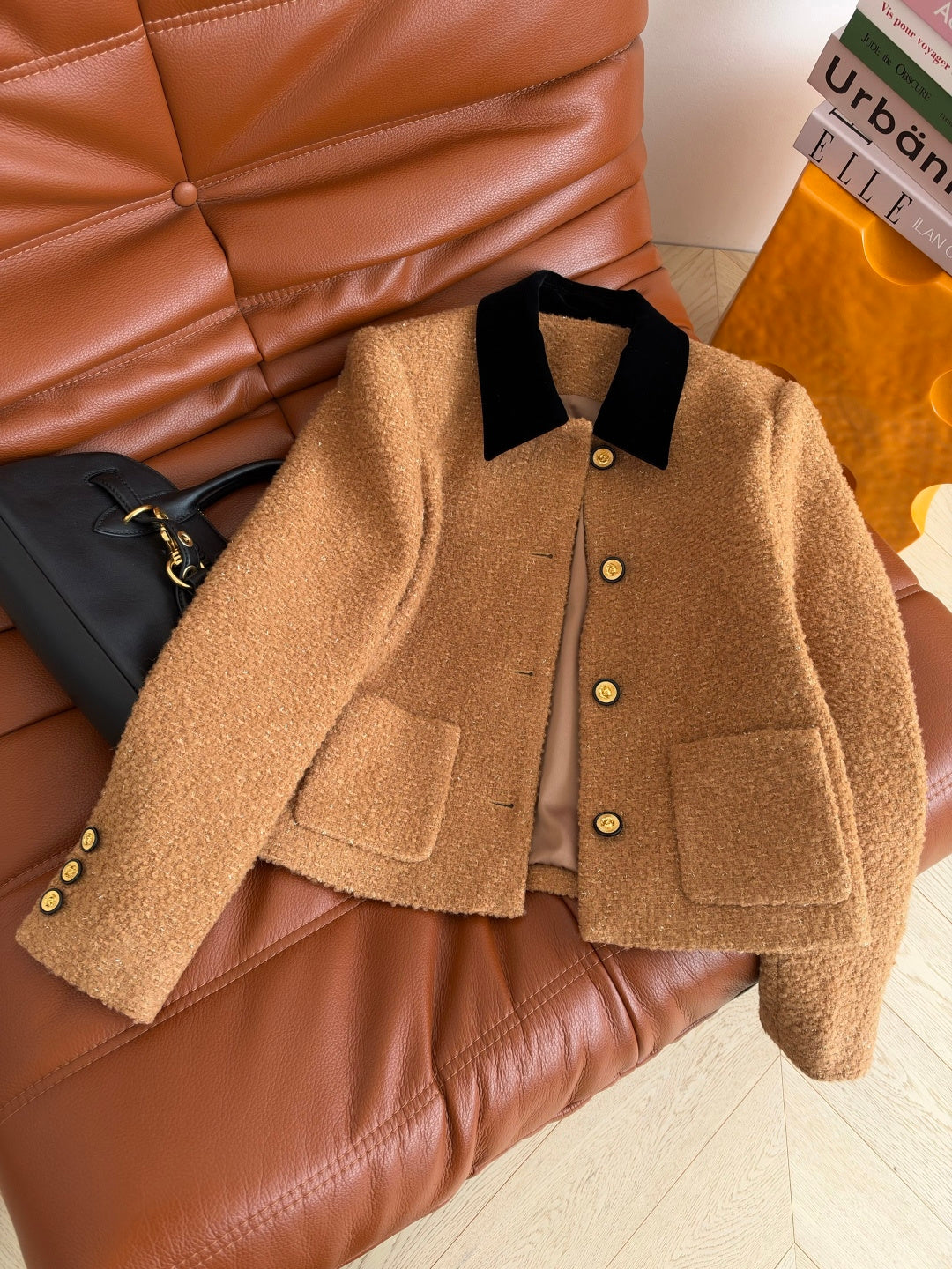Celine 26s Velvet Collar Boucle Jacket