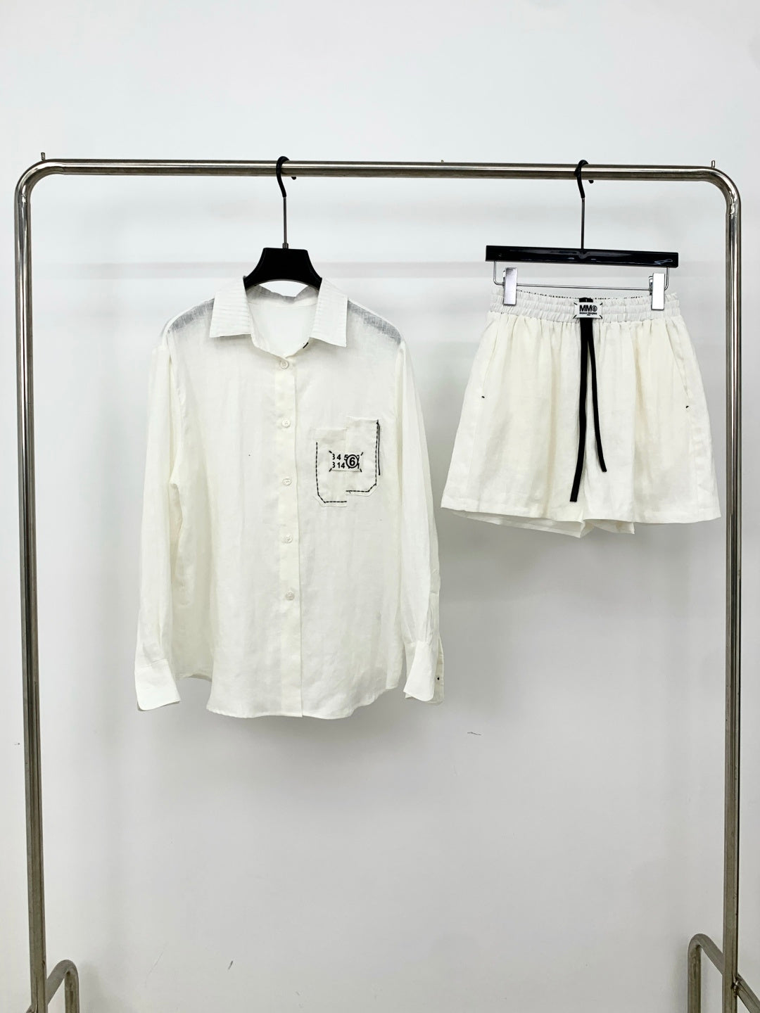 MM6 Set Shirt & Short White Linen 387979