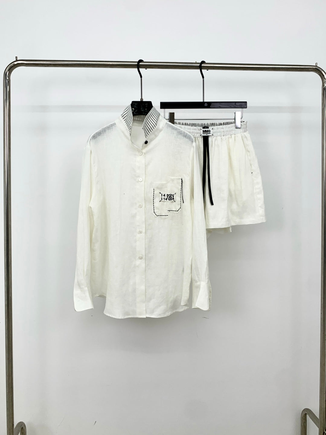 MM6 Set Shirt & Short White Linen 387979