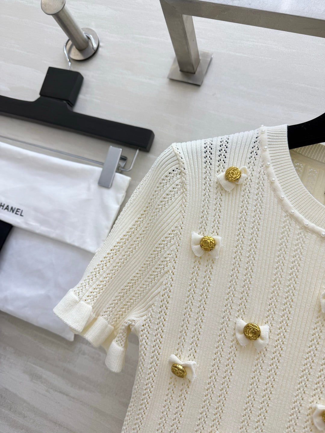 CC Short-Sleeved Top Ivory Cashmere 394202