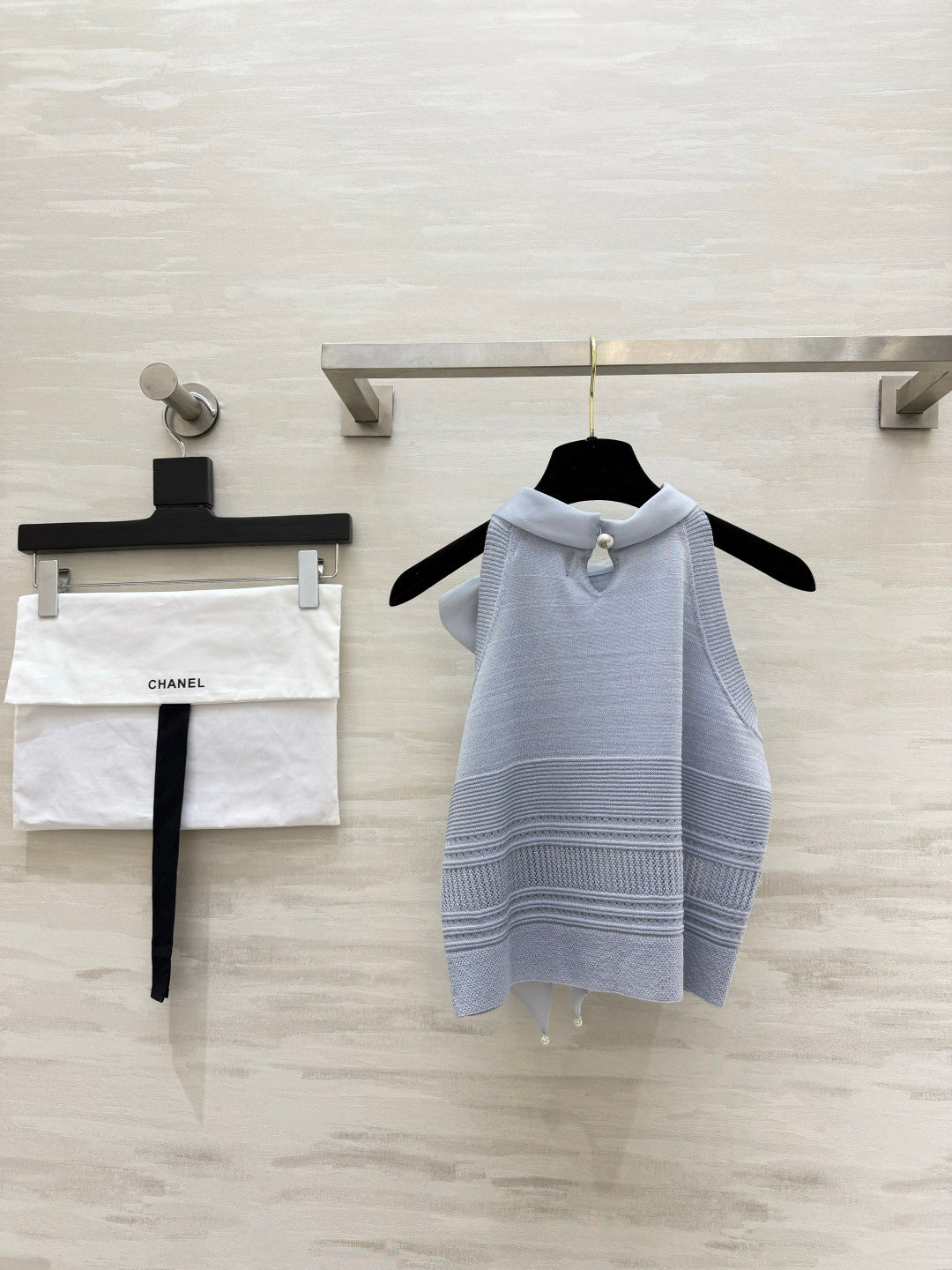 CC Tie-Knit Halter Top Light Grey Cashmere 394170