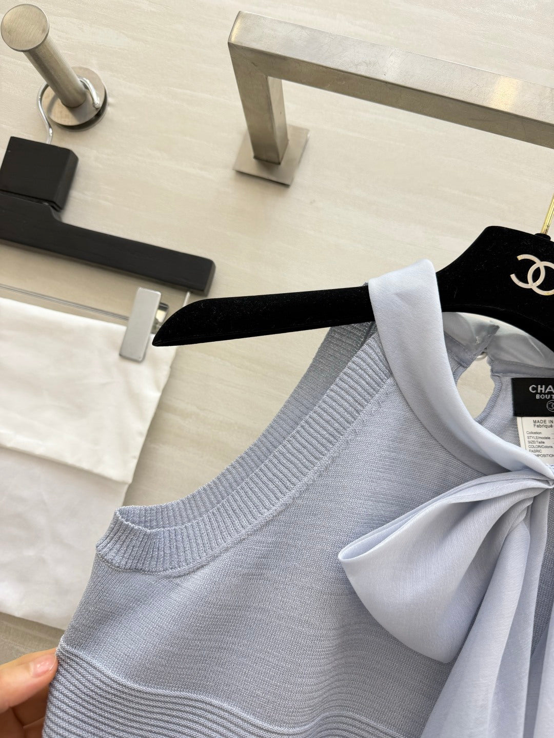 CC Tie-Knit Halter Top Light Grey Cashmere 394170