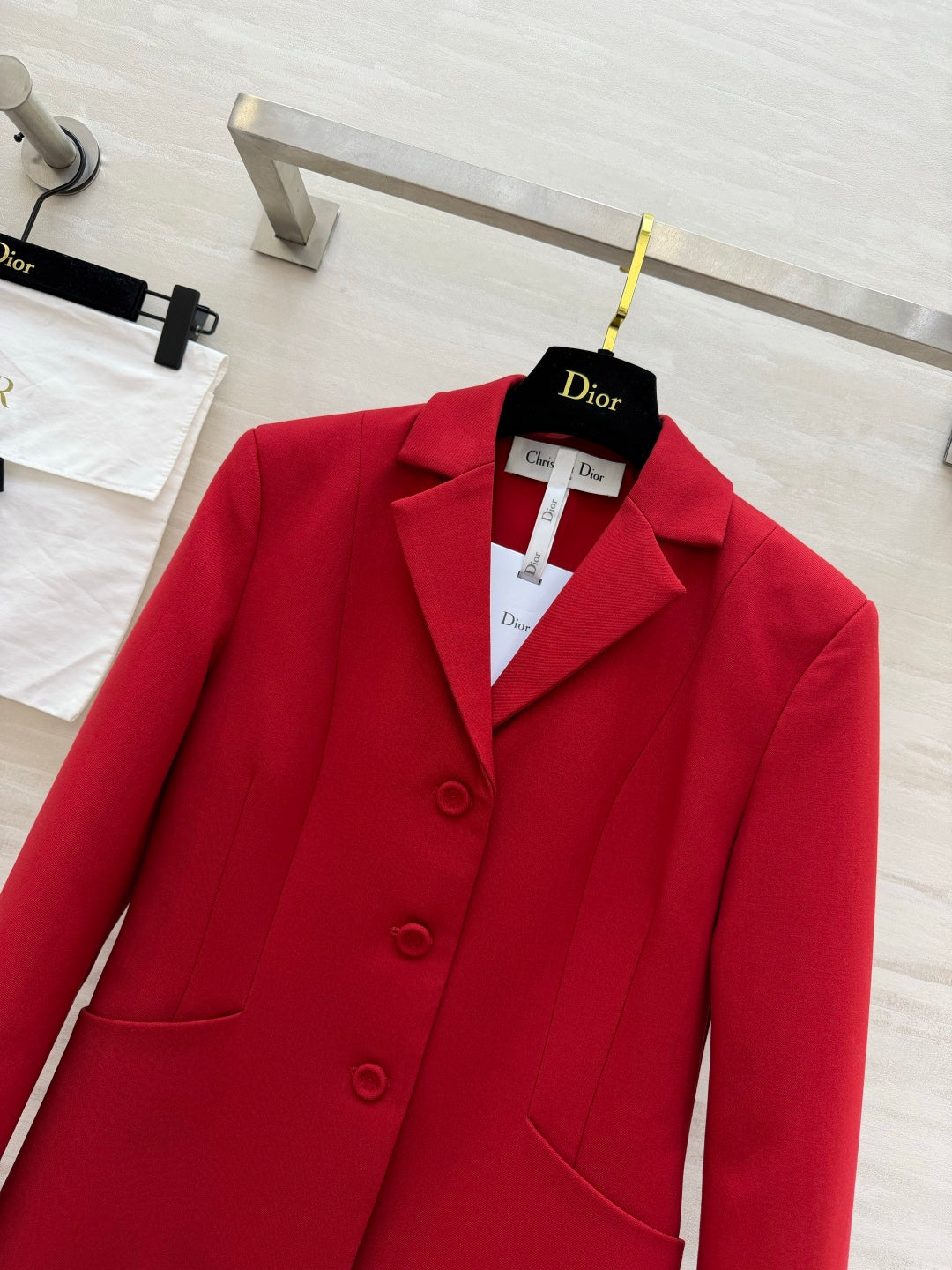 CD 30 Montaigne Bar Jacket Red Wool Silk 394149