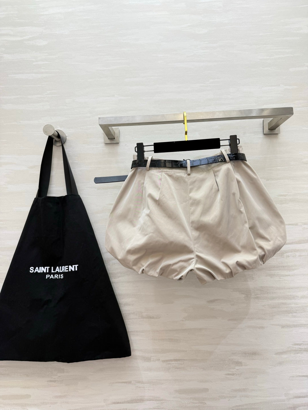 YSL 26s Flower Bud Shorts Cream Cotton 397026