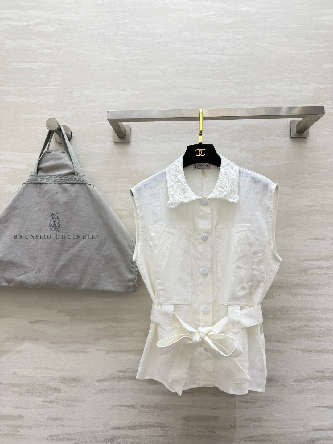 Brunello Cucinelli Vest White Linen 396979