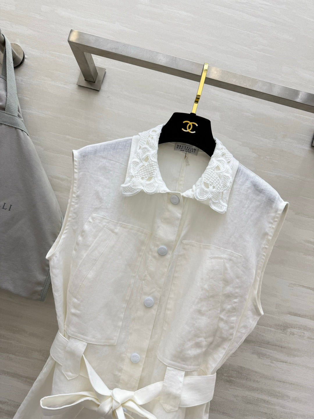 Brunello Cucinelli Vest White Linen 396979