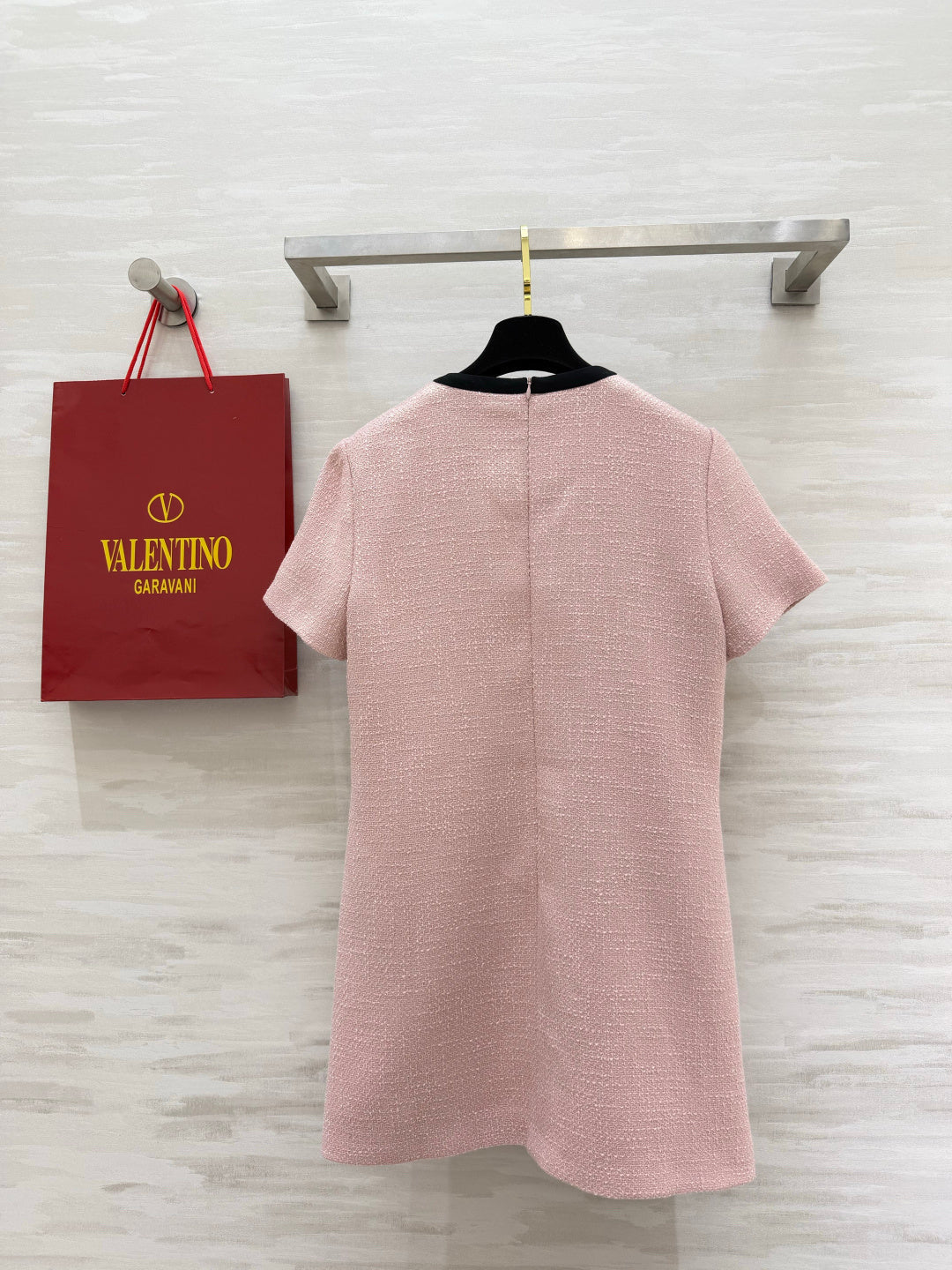 VT 26s Bow-Detail Mini Dress Light Pink Wool Nylon 398913