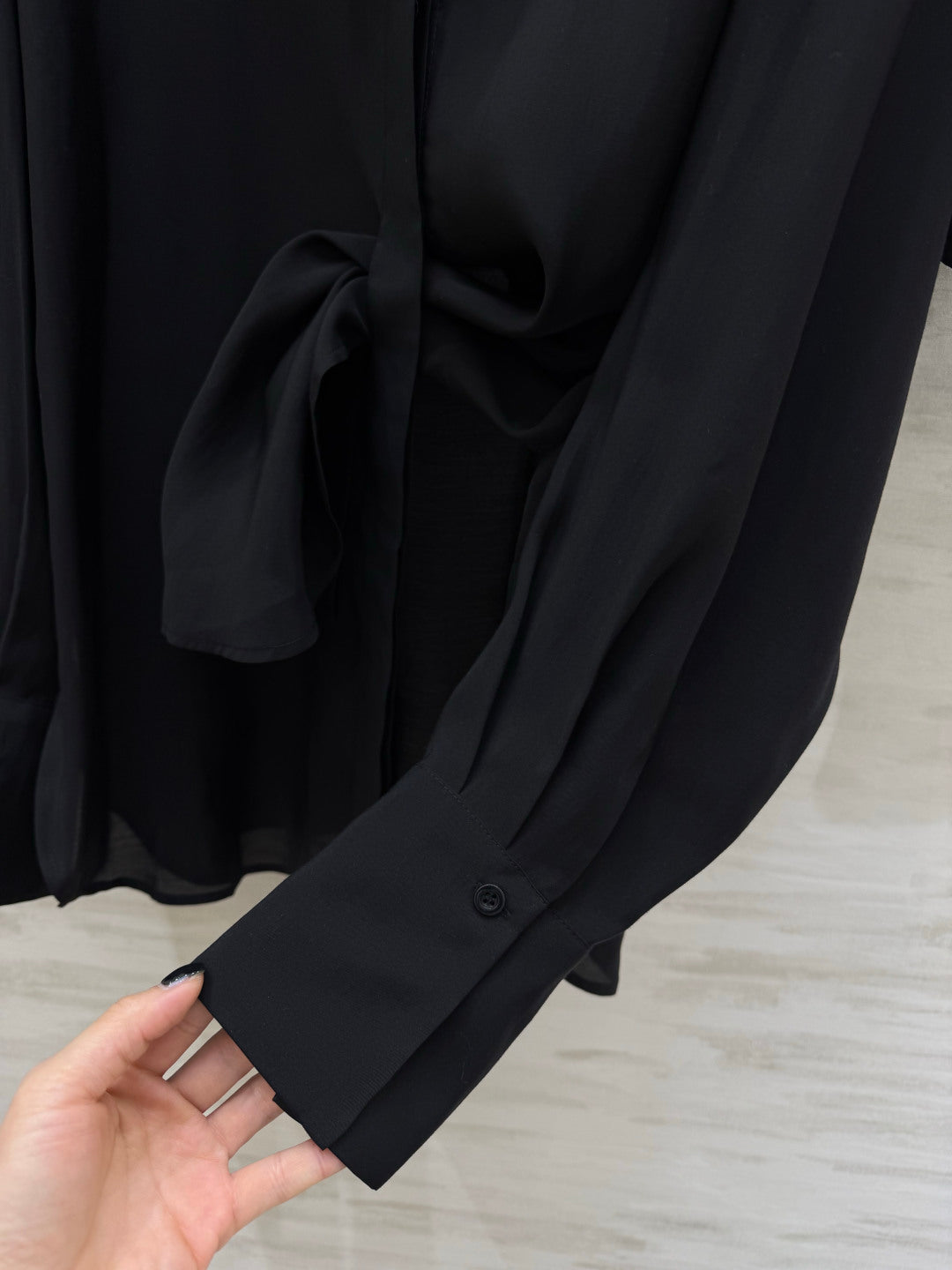 YSL 26s Long-Sleeved Silk Shirt Set Black398906