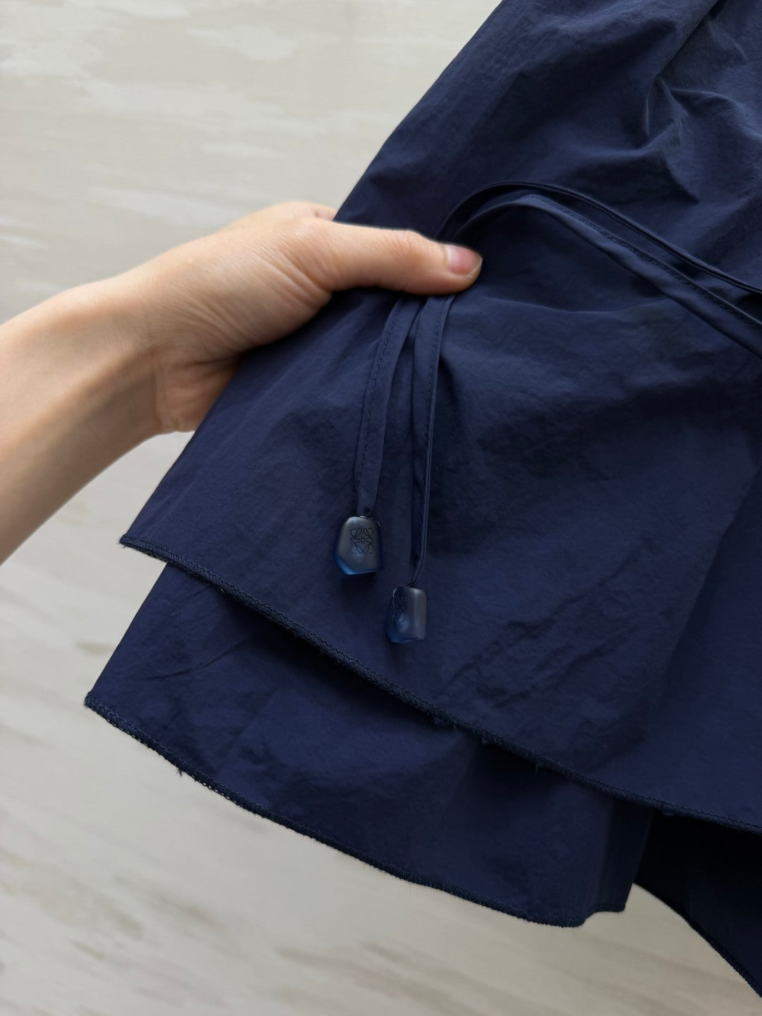 Loewe 26s Drawstring Mini Skirt Blue Cotton 398860