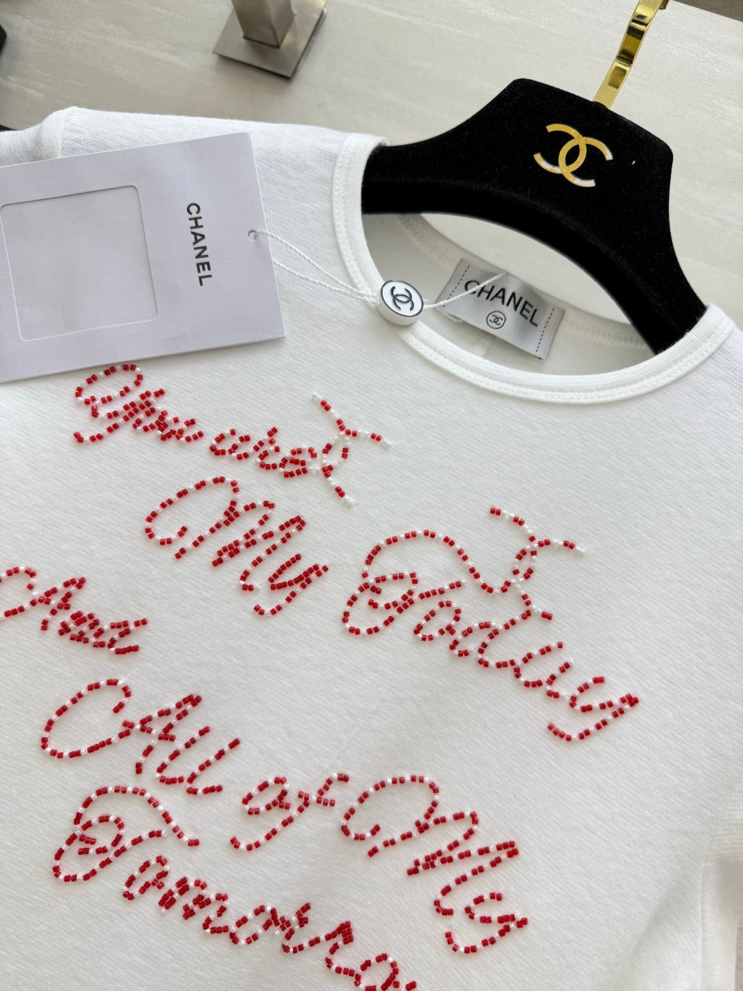 CC 26s Set Hand-beaded Letter Short T-Shirt 398841