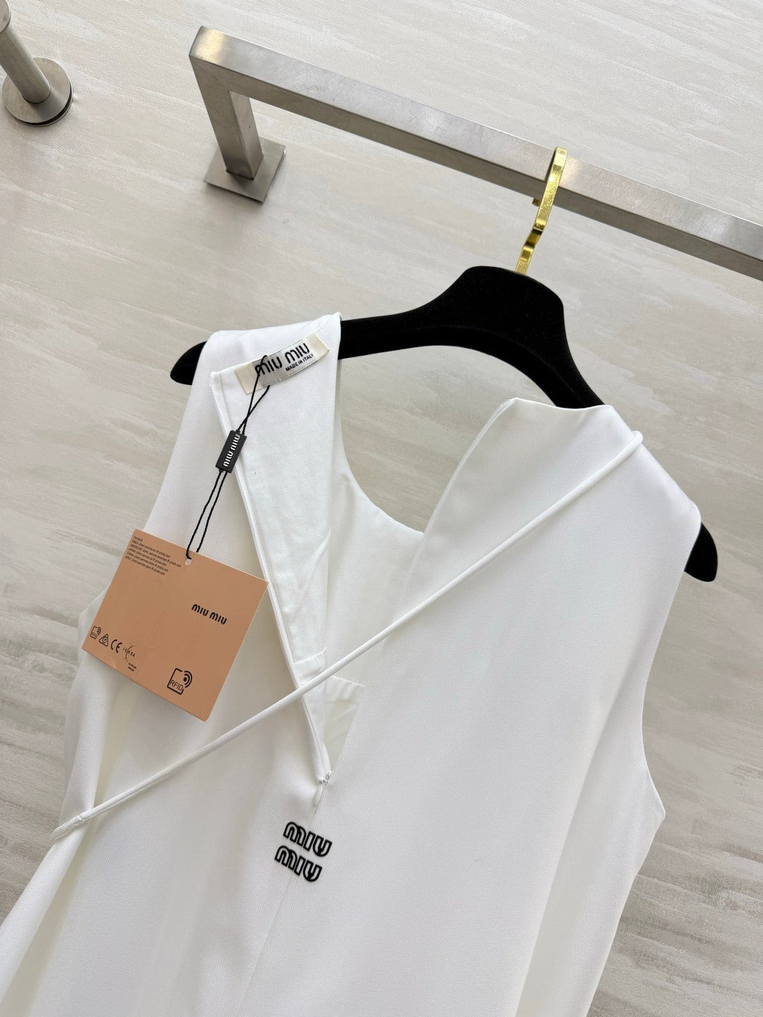 Miu 26s Sleeveless Dress White Denim 398804