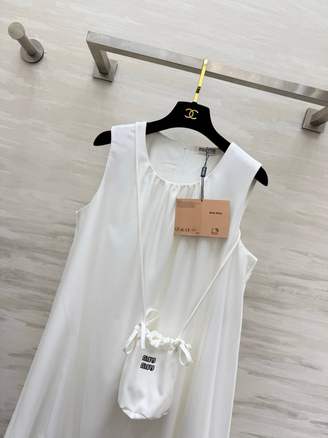 Miu 26s Sleeveless Dress White Denim 398804