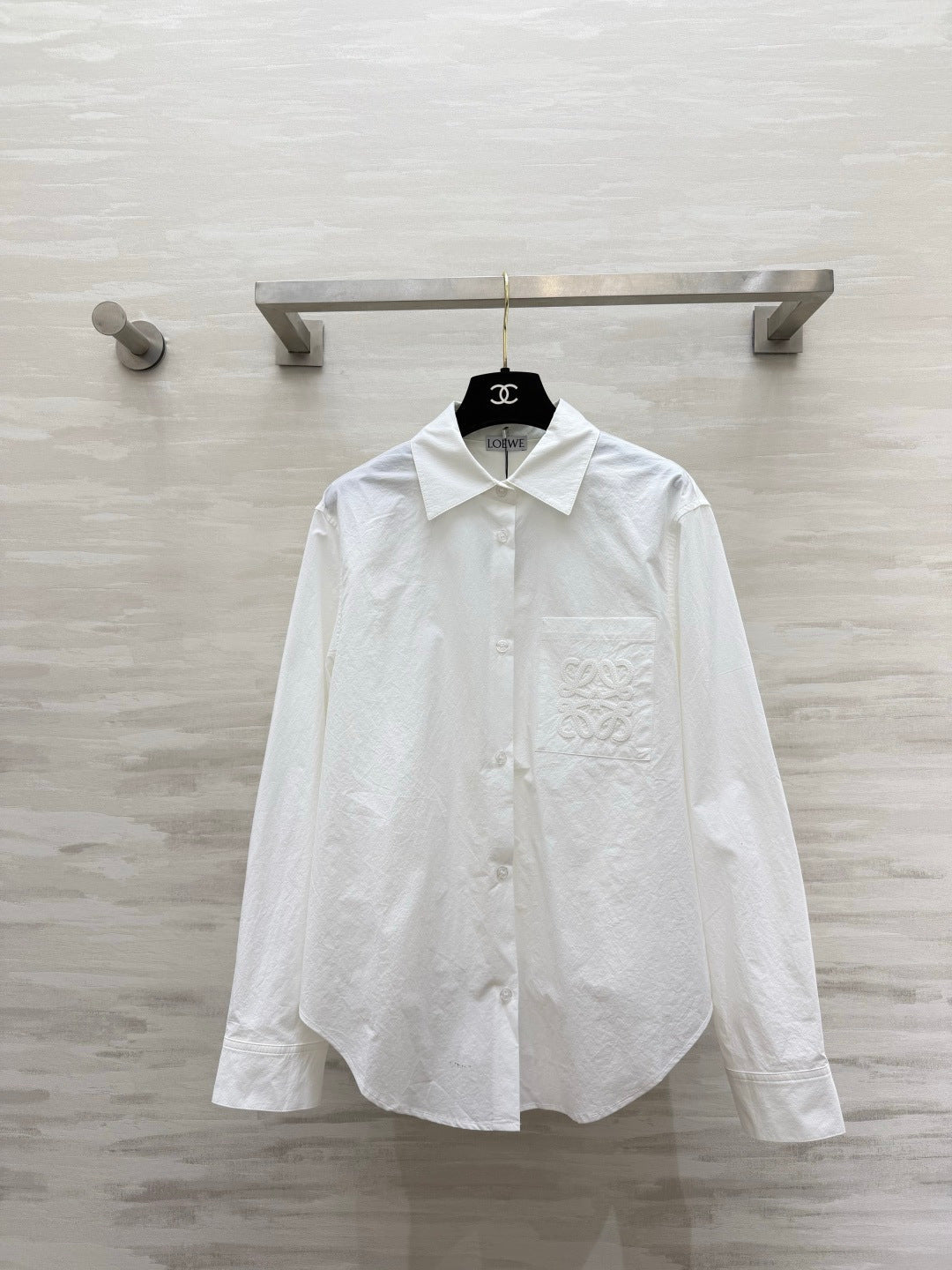 Loewe Embroidered Cotton Shirt White Cotton 410404