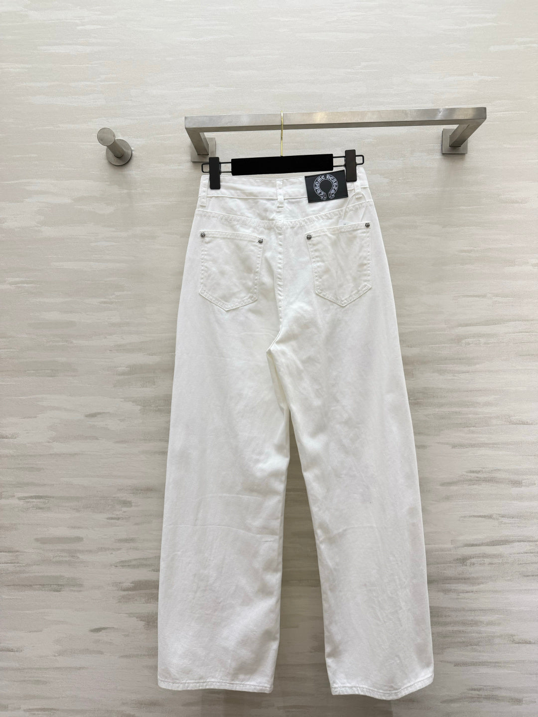 Chorme Heart Cross Patchwork Jeans Pink White Denim 408813