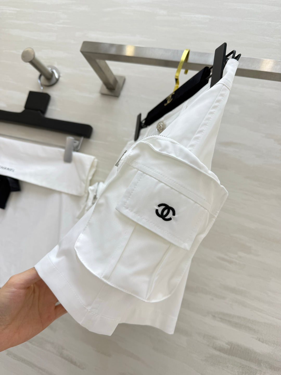 CC 26s Cargo Skirt White Cotton 412078