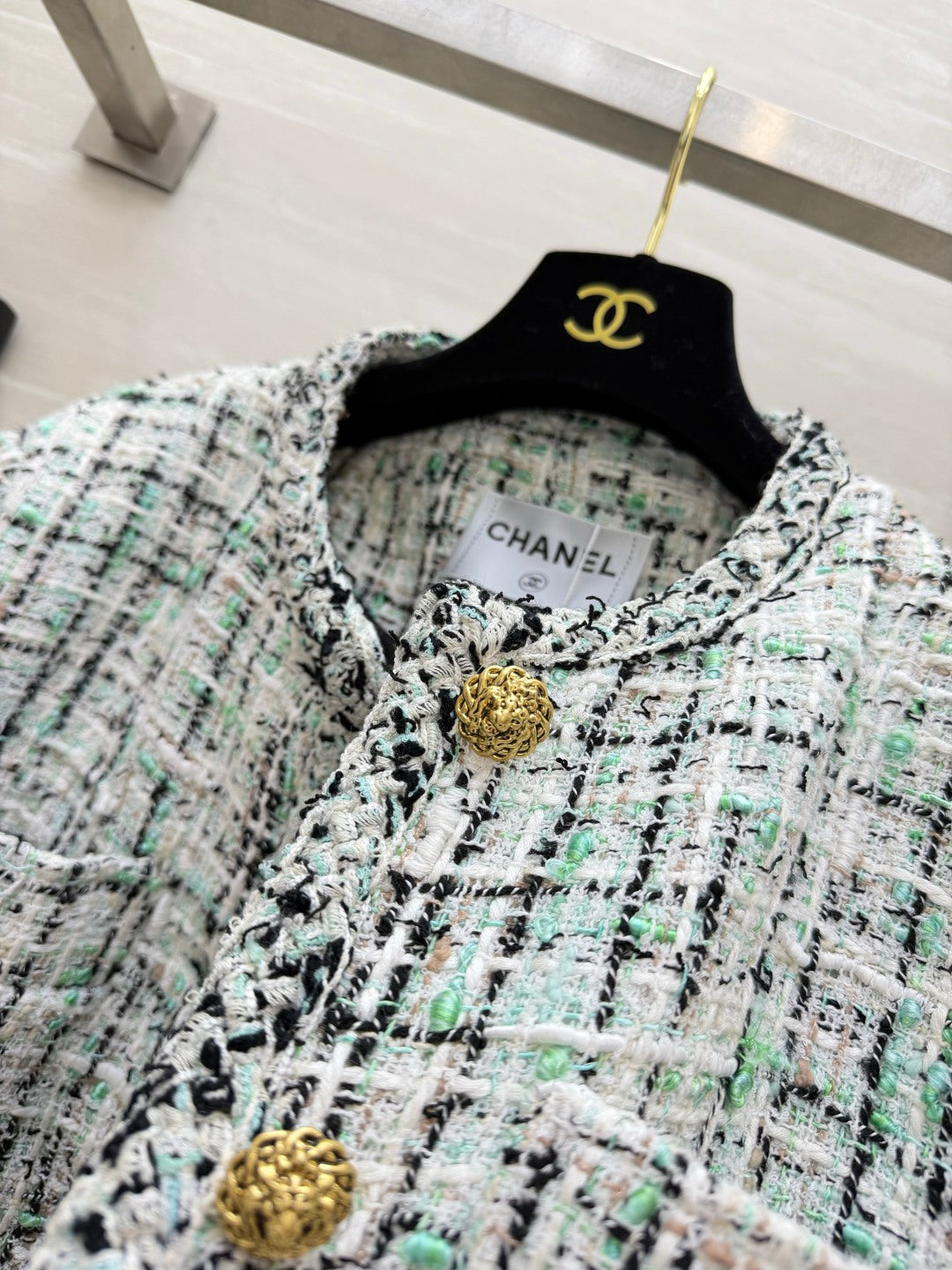 CC 26s Jacket White Black Green Tweed 416064