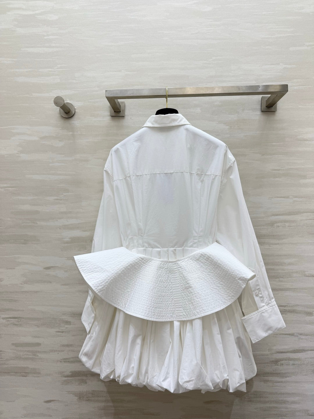 Celine 26s Shirt Dress White Cotton Poplin 416059