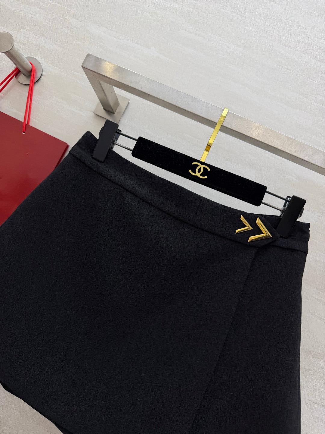 Valentino 26s Vlogo-Detail Wrap Mini Skirt Black Wool 416028