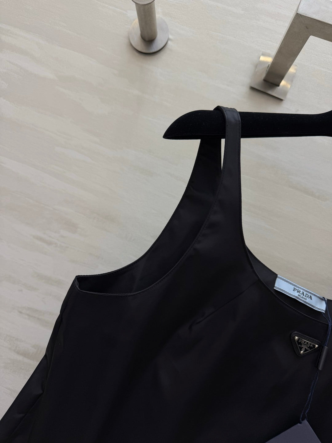 Prada Two-Piece Set Drawstring Skirt U-neck Black Camisole Nylon 416021