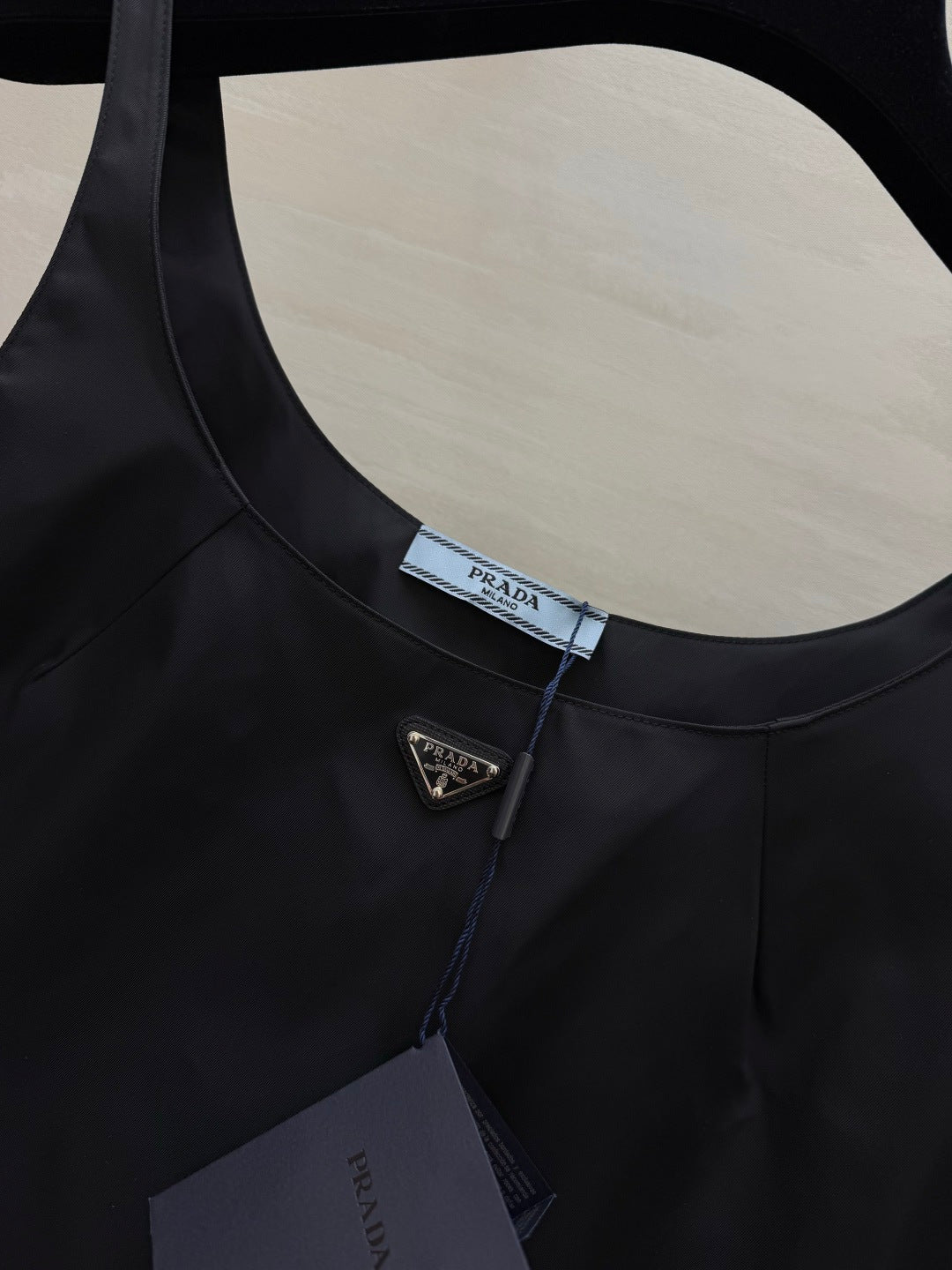 Prada Two-Piece Set Drawstring Skirt U-neck Black Camisole Nylon 416021