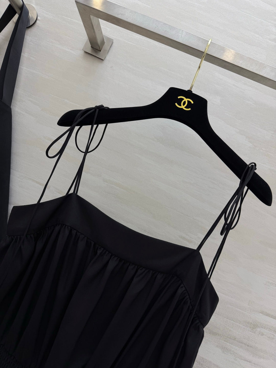 YSL 26s Ballon Midi Dress Black Silk 415982