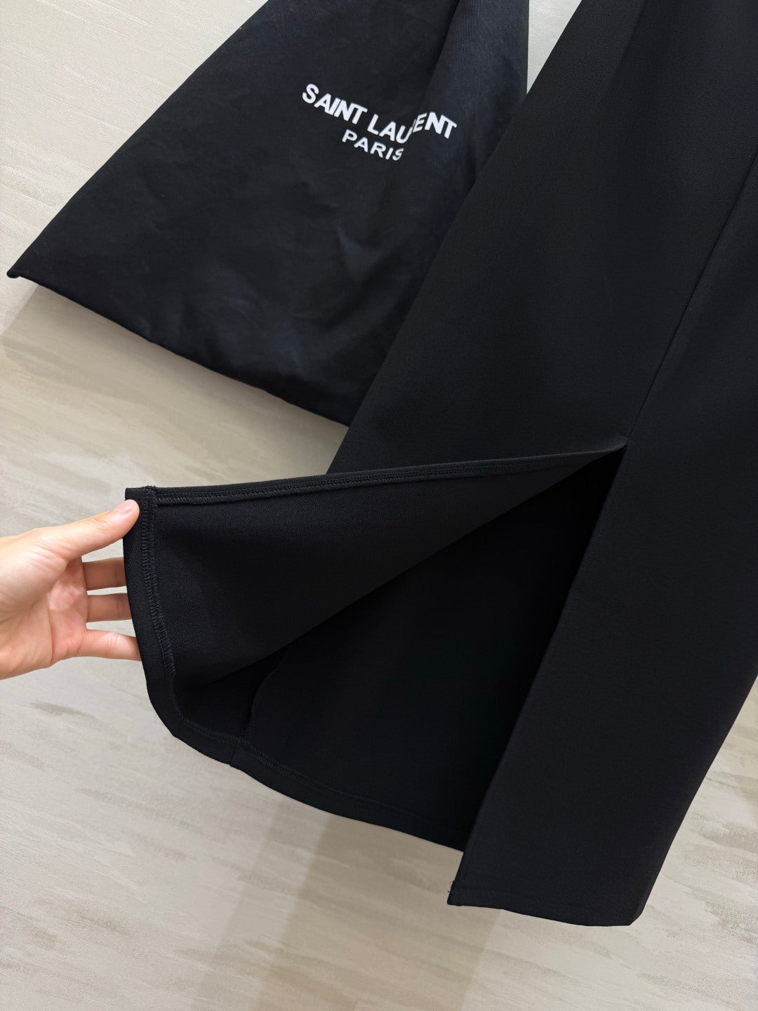 YSL 26s Sleeveless Vest + Straight Skirt Set Black Linen 422154