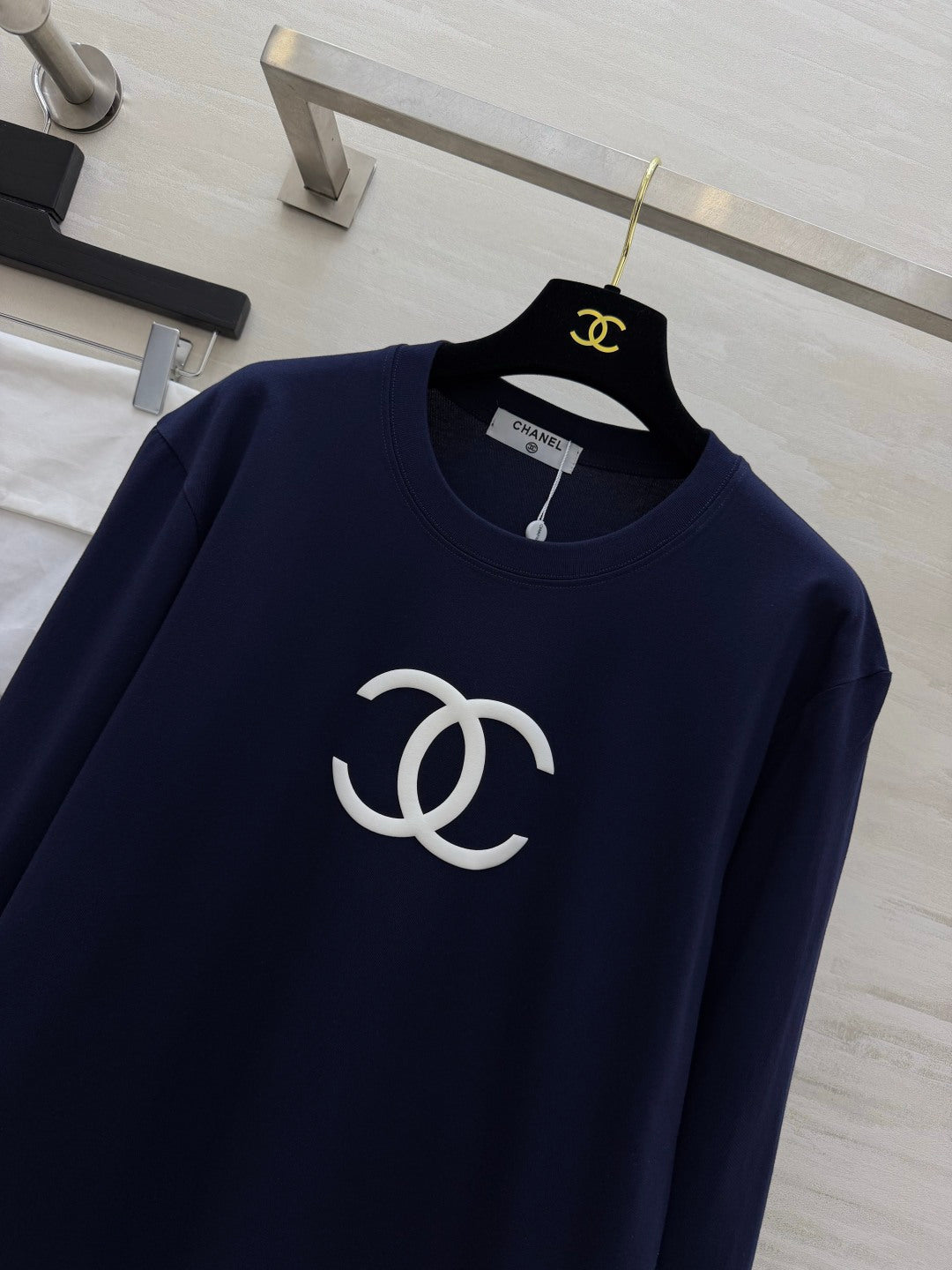 CC 26s Double C Long-Sleeve T-Shirt Navy Blue 422149