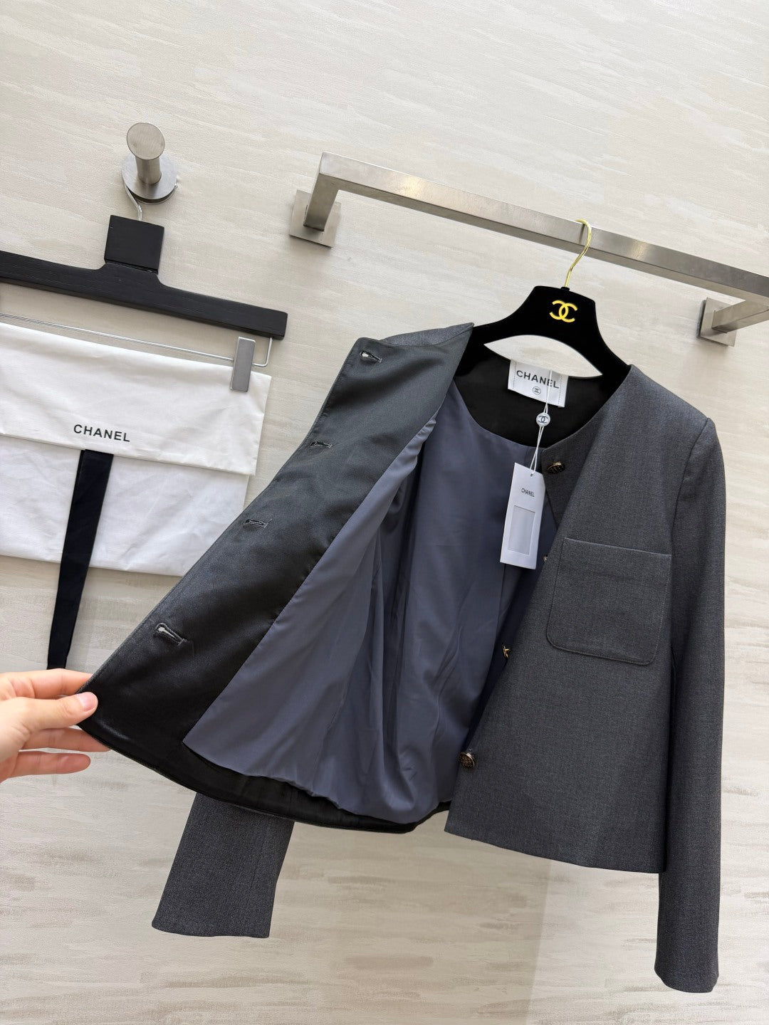 CC 26s Crew Neck Short Jacket Dark Grey 422128