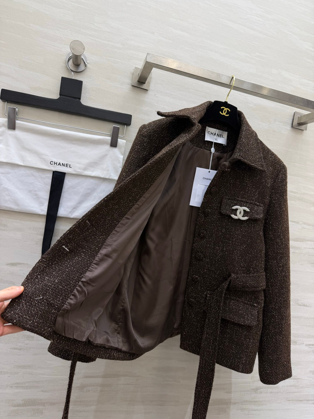 CC 26s Belted Jacket Dark Brown Tweed 423400