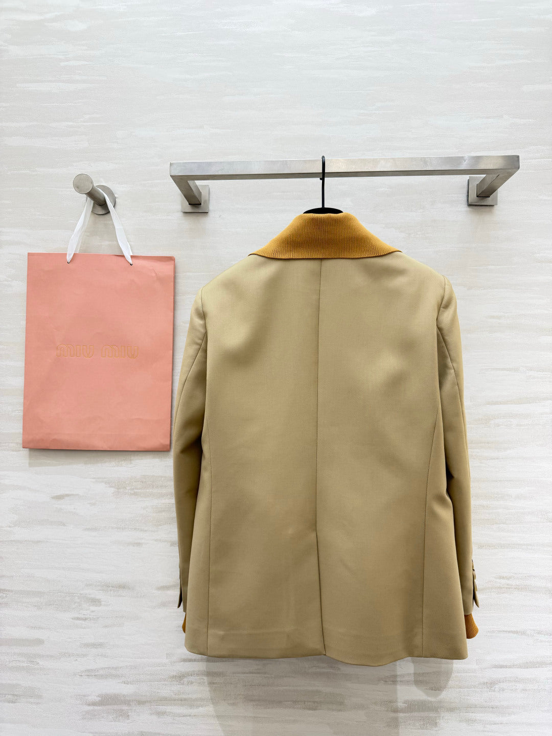 Miu 26s Blazer Beige Khaki Corduroy/Knit Trim 427472